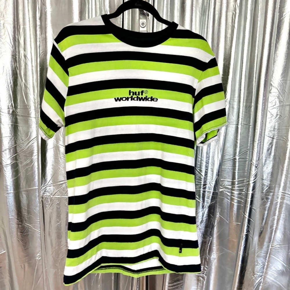 Huf Worldwide Green Navy Striped T-Shirt